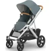 Uppababy Single To Double Strollers|Single Strollers*- Vista V3 Stroller, Callum (Stone Blue/Silver Frame/Sand Leather)