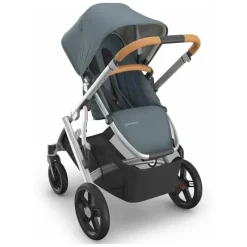 Uppababy Single To Double Strollers|Single Strollers*- Vista V3 Stroller, Callum (Stone Blue/Silver Frame/Sand Leather)