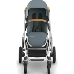 Uppababy Single To Double Strollers|Single Strollers*- Vista V3 Stroller, Callum (Stone Blue/Silver Frame/Sand Leather)