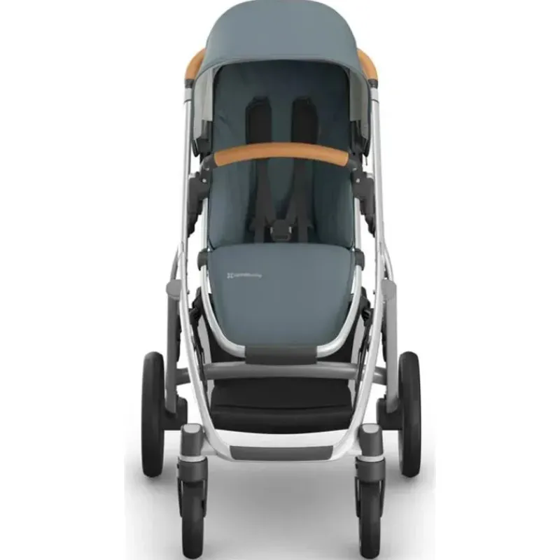Uppababy Single To Double Strollers|Single Strollers*- Vista V3 Stroller, Callum (Stone Blue/Silver Frame/Sand Leather)