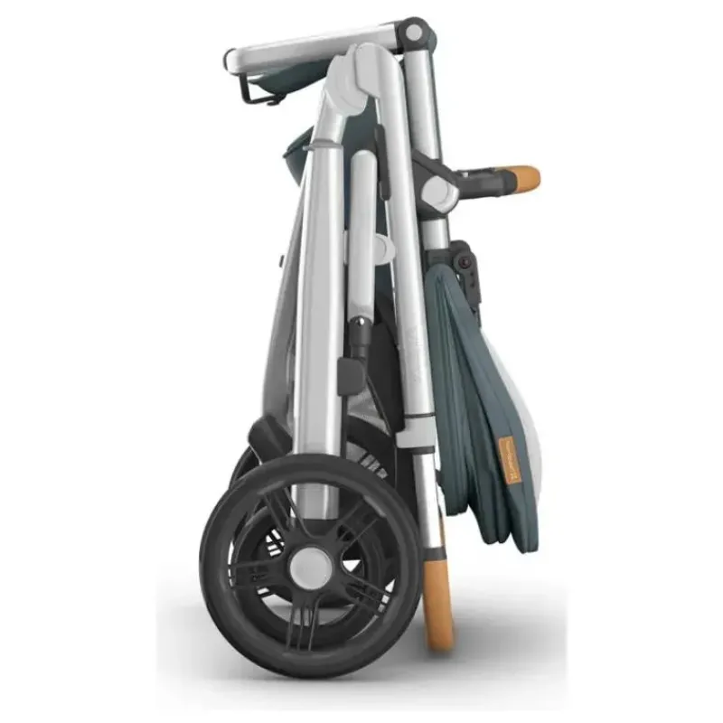 Uppababy Single To Double Strollers|Single Strollers*- Vista V3 Stroller, Callum (Stone Blue/Silver Frame/Sand Leather)