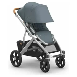 Uppababy Single To Double Strollers|Single Strollers*- Vista V3 Stroller, Callum (Stone Blue/Silver Frame/Sand Leather)