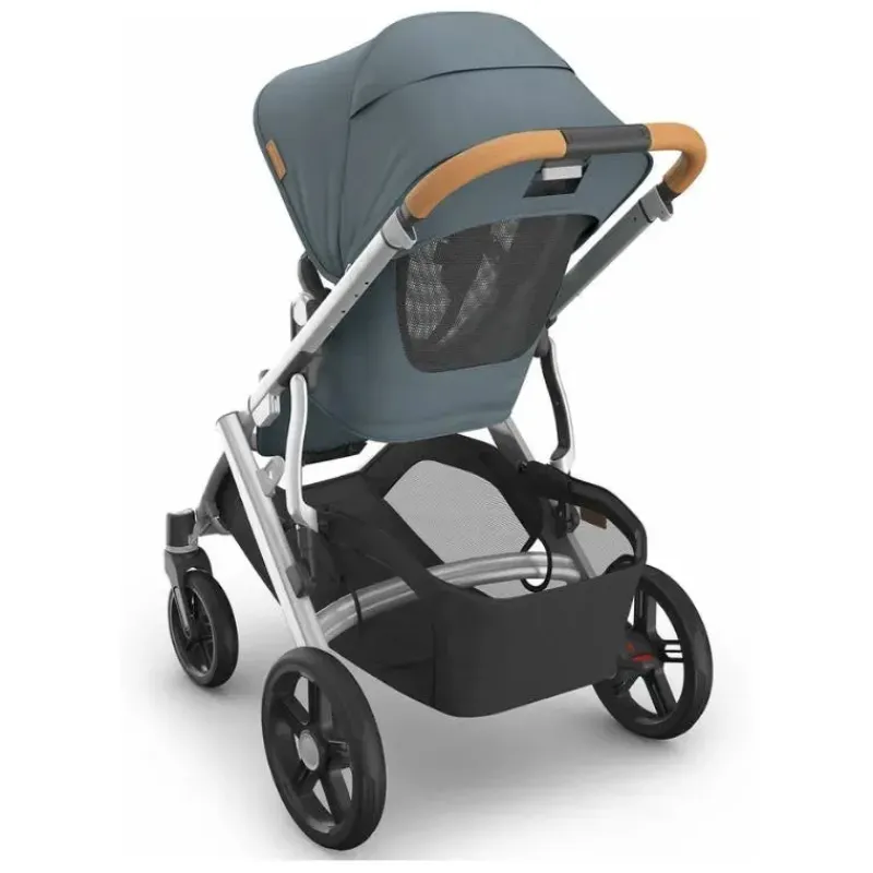 Uppababy Single To Double Strollers|Single Strollers*- Vista V3 Stroller, Callum (Stone Blue/Silver Frame/Sand Leather)