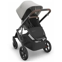Uppababy Single To Double Strollers*- Vista V3 Stroller, Savannah (Pearl Gray Jacquard/Carbon Frame/Chestnut Leather)
