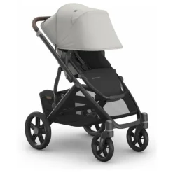 Uppababy Single To Double Strollers*- Vista V3 Stroller, Savannah (Pearl Gray Jacquard/Carbon Frame/Chestnut Leather)