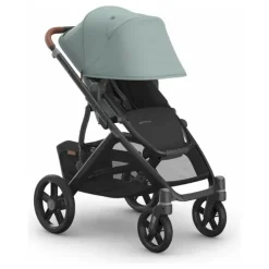 Uppababy Single To Double Strollers*- Vista V3 Stroller, Kenzi (Mystic Aqua/Carbon Frame/Saddle Leather)