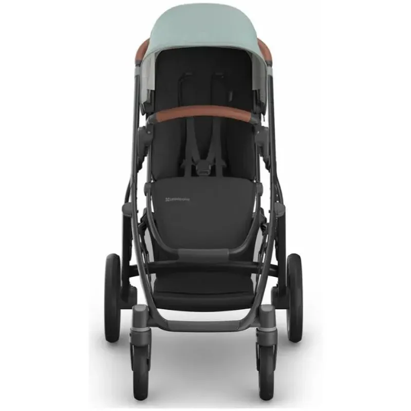 Uppababy Single To Double Strollers*- Vista V3 Stroller, Kenzi (Mystic Aqua/Carbon Frame/Saddle Leather)