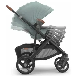 Uppababy Single To Double Strollers*- Vista V3 Stroller, Kenzi (Mystic Aqua/Carbon Frame/Saddle Leather)