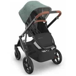 Uppababy Single To Double Strollers|Single Strollers*- Vista V3 Stroller, Gwen (Green Mélange/Carbon Frame/Saddle Leather)