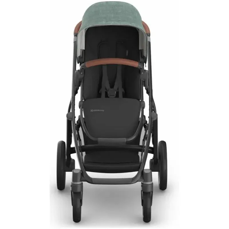 Uppababy Single To Double Strollers|Single Strollers*- Vista V3 Stroller, Gwen (Green Mélange/Carbon Frame/Saddle Leather)