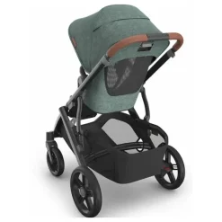 Uppababy Single To Double Strollers|Single Strollers*- Vista V3 Stroller, Gwen (Green Mélange/Carbon Frame/Saddle Leather)