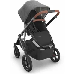 Uppababy Single To Double Strollers|Single Strollers*- Vista V3 Stroller, Greyson (Charcoal Mélange/Carbon Frame/Saddle Leather)