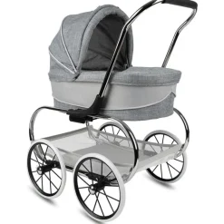 Valco Baby Doll Stroller*- Classic Bassinet Doll Stroller, Grey/White