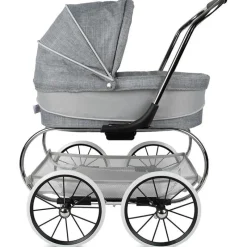 Valco Baby Doll Stroller*- Classic Bassinet Doll Stroller, Grey/White