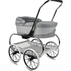 Valco Baby Doll Stroller*- Classic Bassinet Doll Stroller, Grey/White