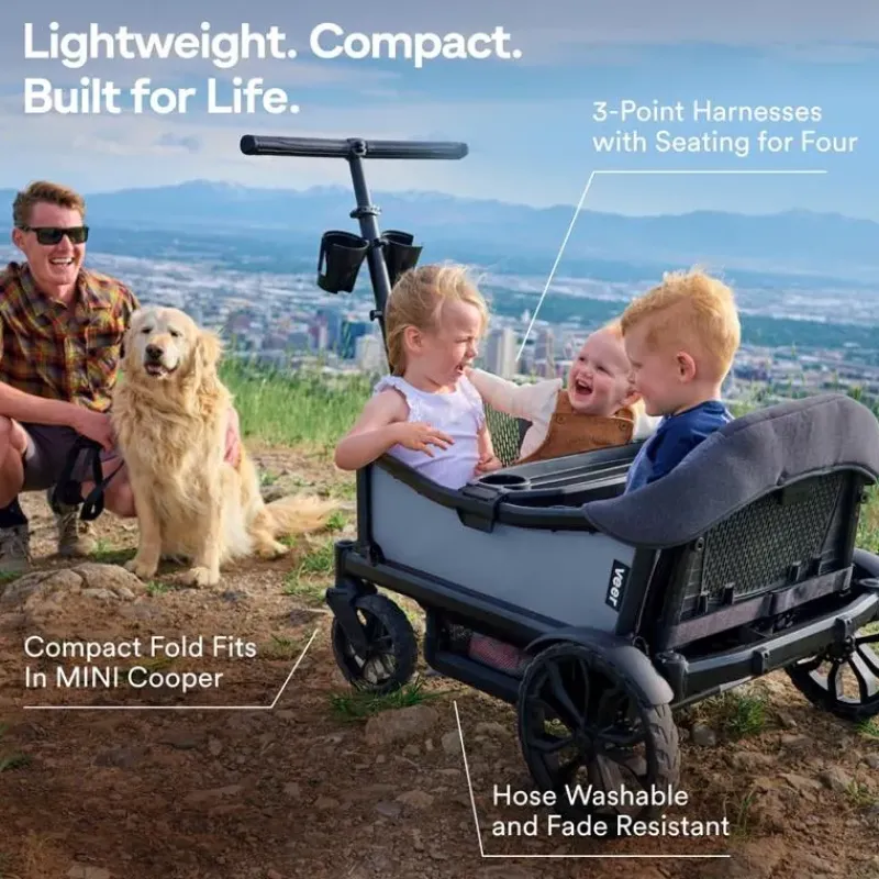 Veer Wagon Stroller Stroller Adapters*Veer - Cruiser XL (4 Seater) Stroller Wagon, Grey