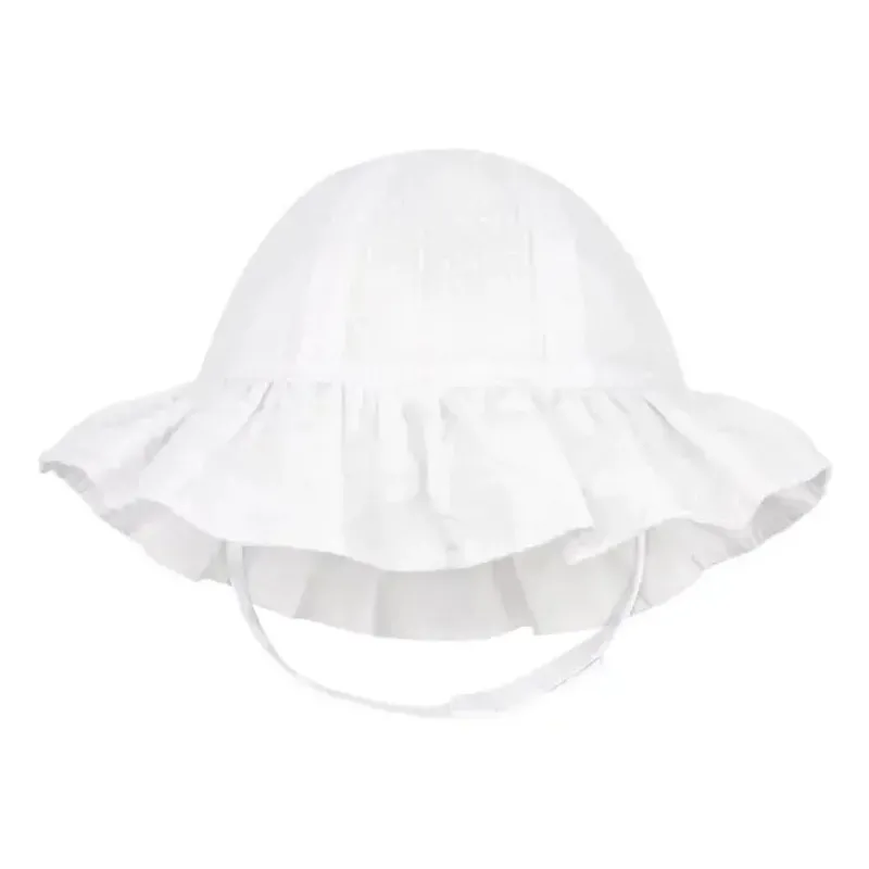 Wee Ones Baby Hats*- Baby Girls' and Boys' Reversible Summer Ready Sun Hats, White Ruffle