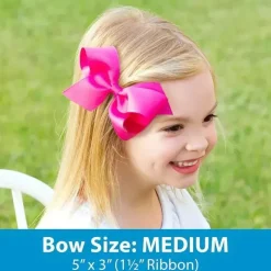 Wee Ones Baby Hair Accessories*- Girls' Classic French Satin Hair Bow on a WeeStay Clip, Medium, White
