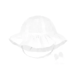 Wee Ones Baby Hats*- Girls Reversible Ruffle Brim Eyelet Sun Hat, White