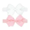 Wee Ones Baby Hair Accessories*- Girls' Two-Pack of Grosgrain Bows with Scalloped Edge, Mini, White/Pink