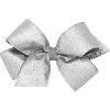 Wee Ones Baby Hair Accessories*- Party Glitter and Grosgrain Bow Overlay King, Silver