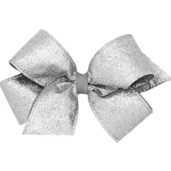 Wee Ones Baby Hair Accessories*- Party Glitter and Grosgrain Bow Overlay King, Silver