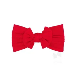 Wee Ones Baby Hair Accessories*- Soft Cable Knit Nylon Baby Band With Matching Bowtie, Red