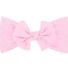 Wee Ones Baby Hair Accessories*- Soft Shabby Dot Nylon Girls Baby Band With Matching Bowtie, Rose
