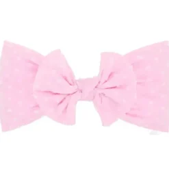 Wee Ones Baby Hair Accessories*- Soft Shabby Dot Nylon Girls Baby Band With Matching Bowtie, Rose