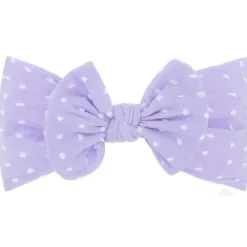 Wee Ones Baby Hair Accessories*- Soft Shabby Dot Nylon Girls Baby Band With Matching Bowtie, Light Orchid