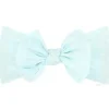 Wee Ones Baby Hair Accessories*- Soft Shabby Dot Nylon Girls Baby Band With Matching Bowtie, Light Blue