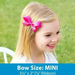 Wee Ones Baby Hair Accessories*- Two Mini Moonstitch Grosgrain Bows, Mini, White/Millennium Blue and Light Pink