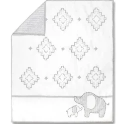 Wendy Bellissimo Blankets & Quilts*Hudson Elephant Reversible Quilt, Grey/White
