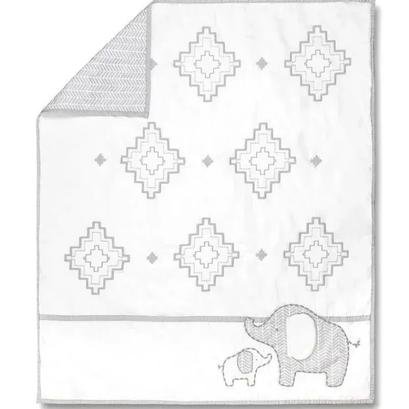 Wendy Bellissimo Blankets & Quilts*Hudson Elephant Reversible Quilt, Grey/White