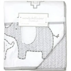 Wendy Bellissimo Blankets & Quilts*Hudson Elephant Reversible Quilt, Grey/White