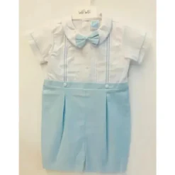 Will Beth Baby One-Pieces*Will' Beth - Blue White Boy Romper