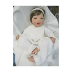 Will Beth Baby Sleepwear*Will' Beth Ivory knit with a touch of tiny pink embroidered flowers, Coverall & Blanket Set, White/Pink