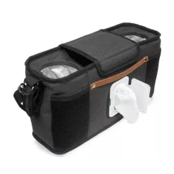 WonderFold Wagon Stroller Cup Holders, Trays & Belly Bars*Wonderfold - Parent Console With 2 Insulated Cup Holders, Black