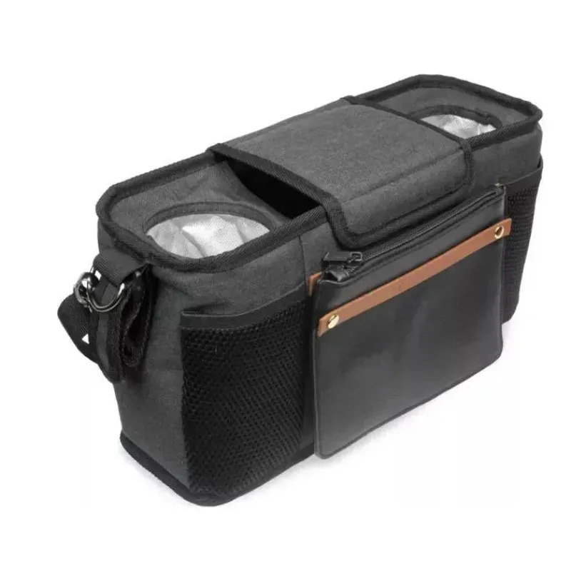 WonderFold Wagon Stroller Cup Holders, Trays & Belly Bars*Wonderfold - Parent Console With 2 Insulated Cup Holders, Black