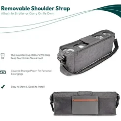 WonderFold Wagon Stroller Cup Holders, Trays & Belly Bars*Wonderfold - Parent Console With 4 Insulated Cup Holders, Black