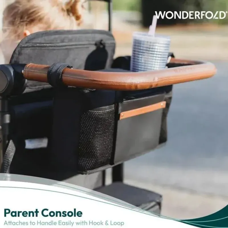 WonderFold Wagon Stroller Cup Holders, Trays & Belly Bars*Wonderfold - Parent Console With 4 Insulated Cup Holders, Black