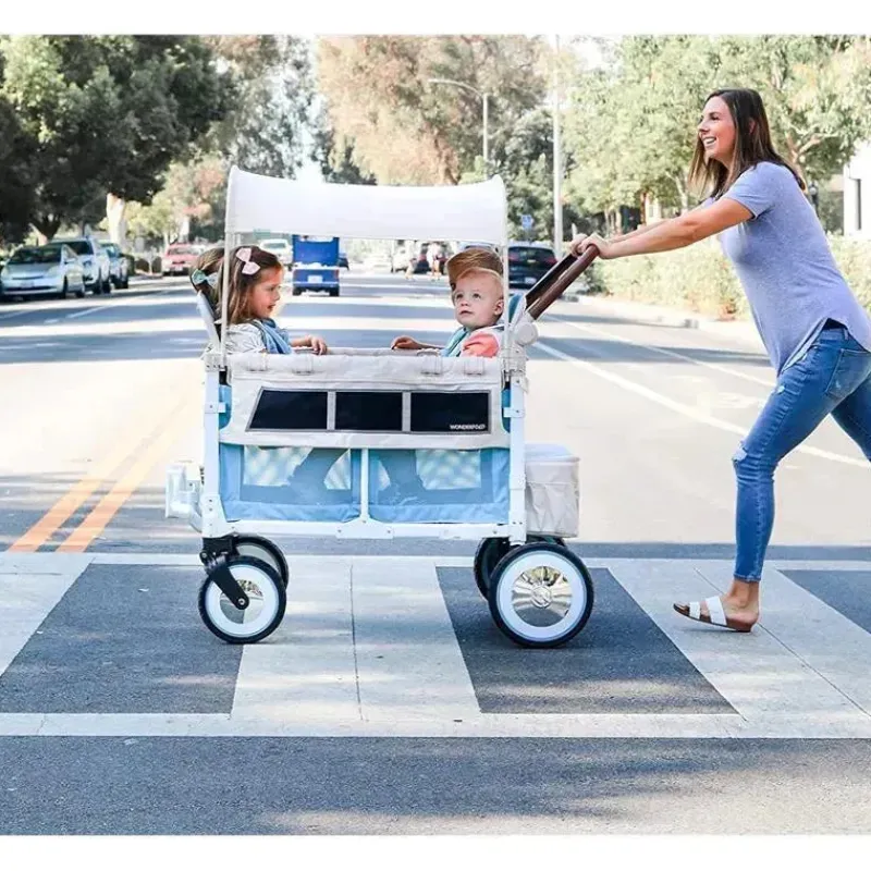 WonderFold Wagon Stroller Wagons|Top Strollers*WonderFold - Volkswagon Special Edition Double Stroller Wagon (4 Seater), Bondi Blue