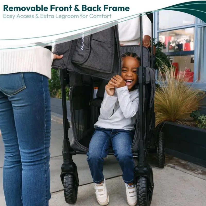 WonderFold Wagon Stroller Wagons*Wonderfold - W2 Luxe Pro Double Stroller For 2 kids, Charcoal Gray