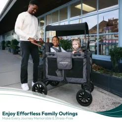 WonderFold Wagon Stroller Wagons*Wonderfold - W2 Luxe Pro Double Stroller For 2 kids, Charcoal Gray