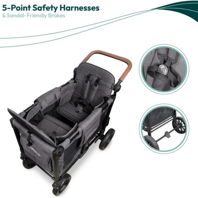 WonderFold Wagon Stroller Wagons*Wonderfold - W2 Luxe Pro Double Stroller For 2 kids, Charcoal Gray