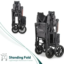 WonderFold Wagon Stroller Wagons*Wonderfold - W2 Luxe Pro Double Stroller For 2 kids, Charcoal Gray