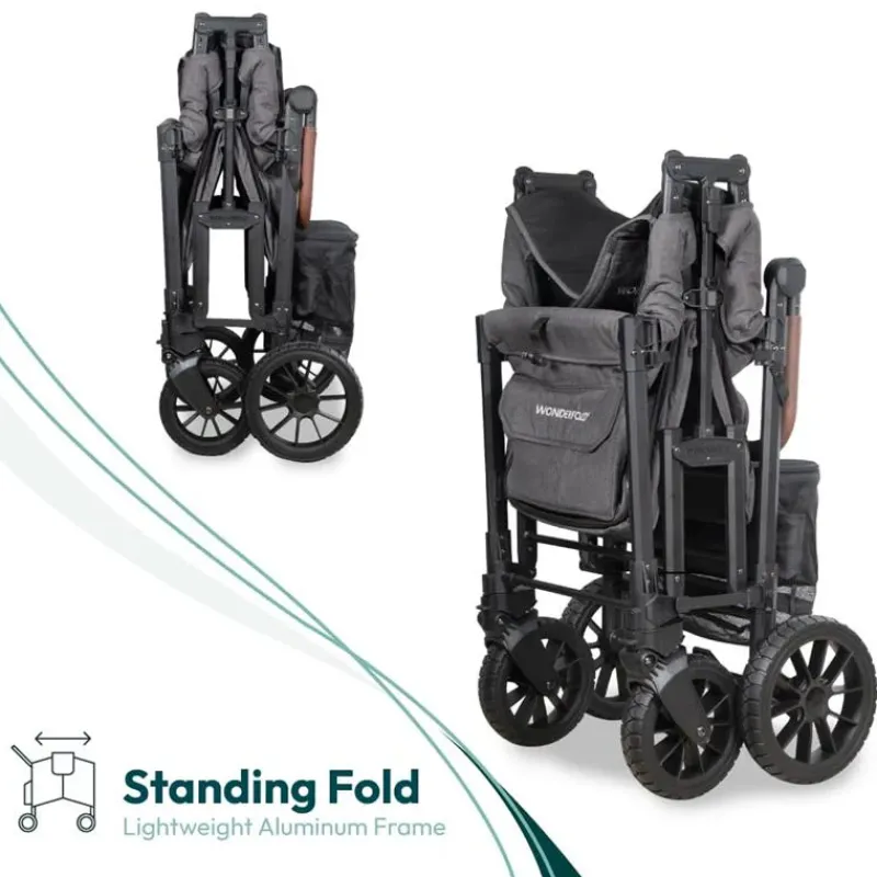 WonderFold Wagon Stroller Wagons*Wonderfold - W2 Luxe Pro Double Stroller For 2 kids, Charcoal Gray