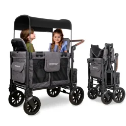 WonderFold Wagon Stroller Wagons*Wonderfold - W4 Luxe Pro Quad Stroller For 4 Kids, Charcoal Gray