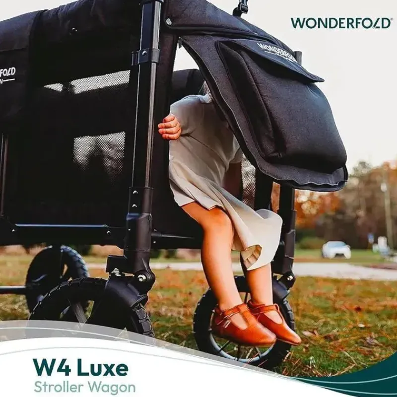 WonderFold Wagon Stroller Wagons*WonderFold - W4 Luxe Quad Stroller Wagon (4 Seater), Volcanic Black