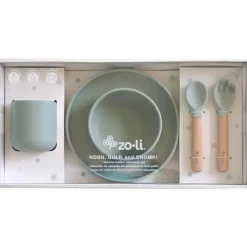 Zoli Feeding Gift Set|Plates & Bowls*- 5Pk Silicone Kids Dishware Set, Sage Green